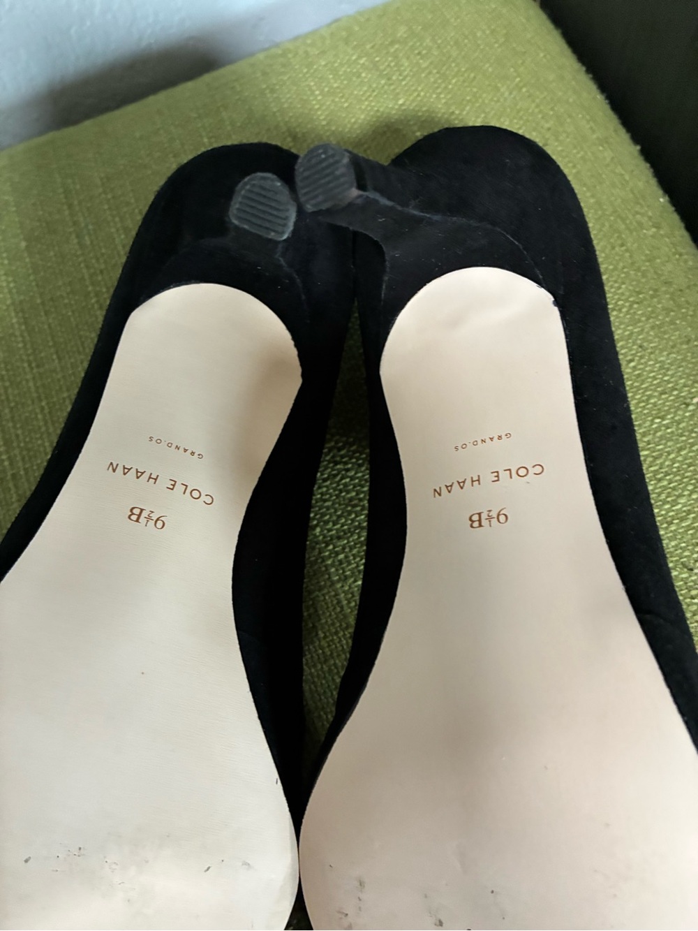 Cole Haan Black Suede Pointed Pump with V-Cut - Picture 2 of 10